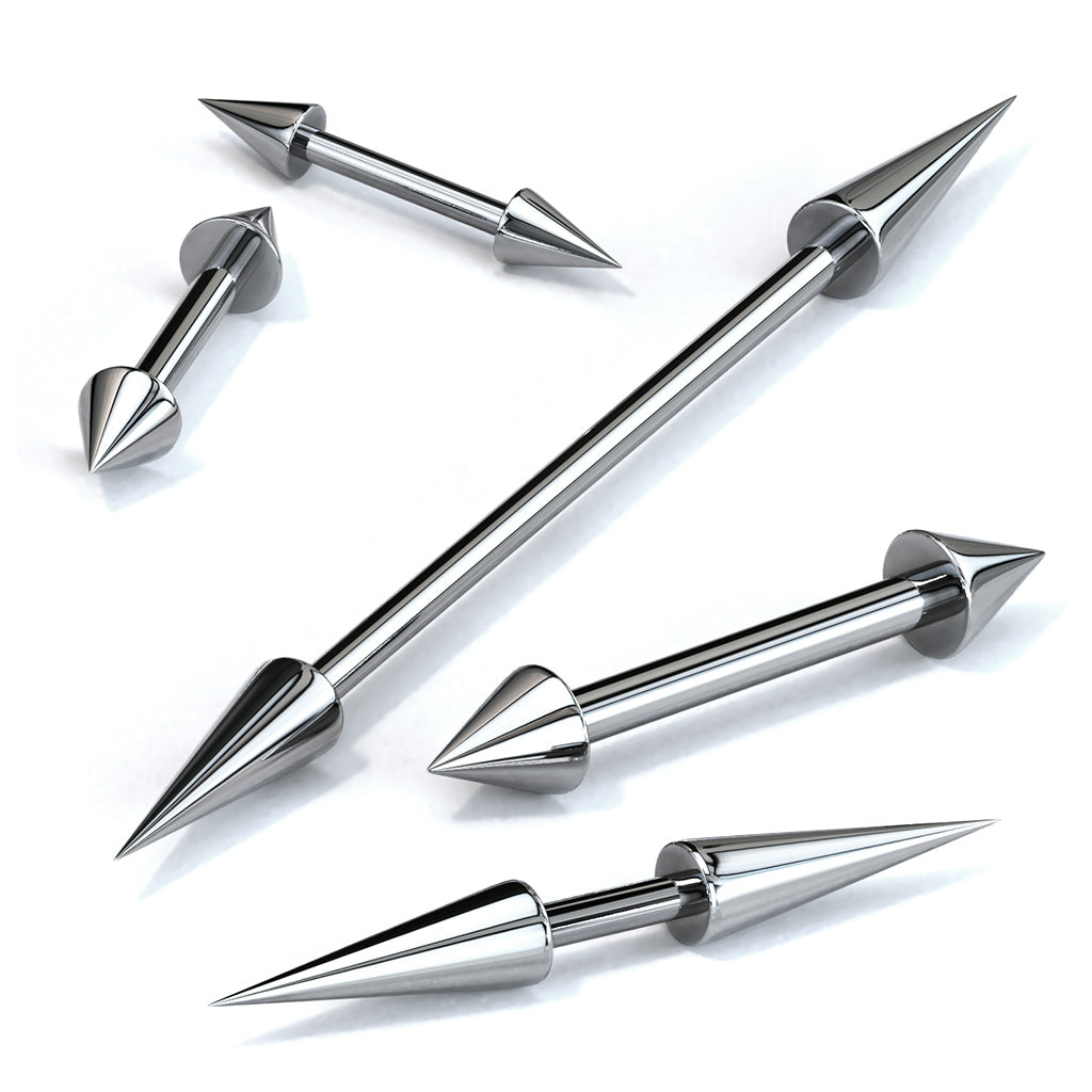 Surgical Steel Externally Threaded Barbells with Spike Ends
