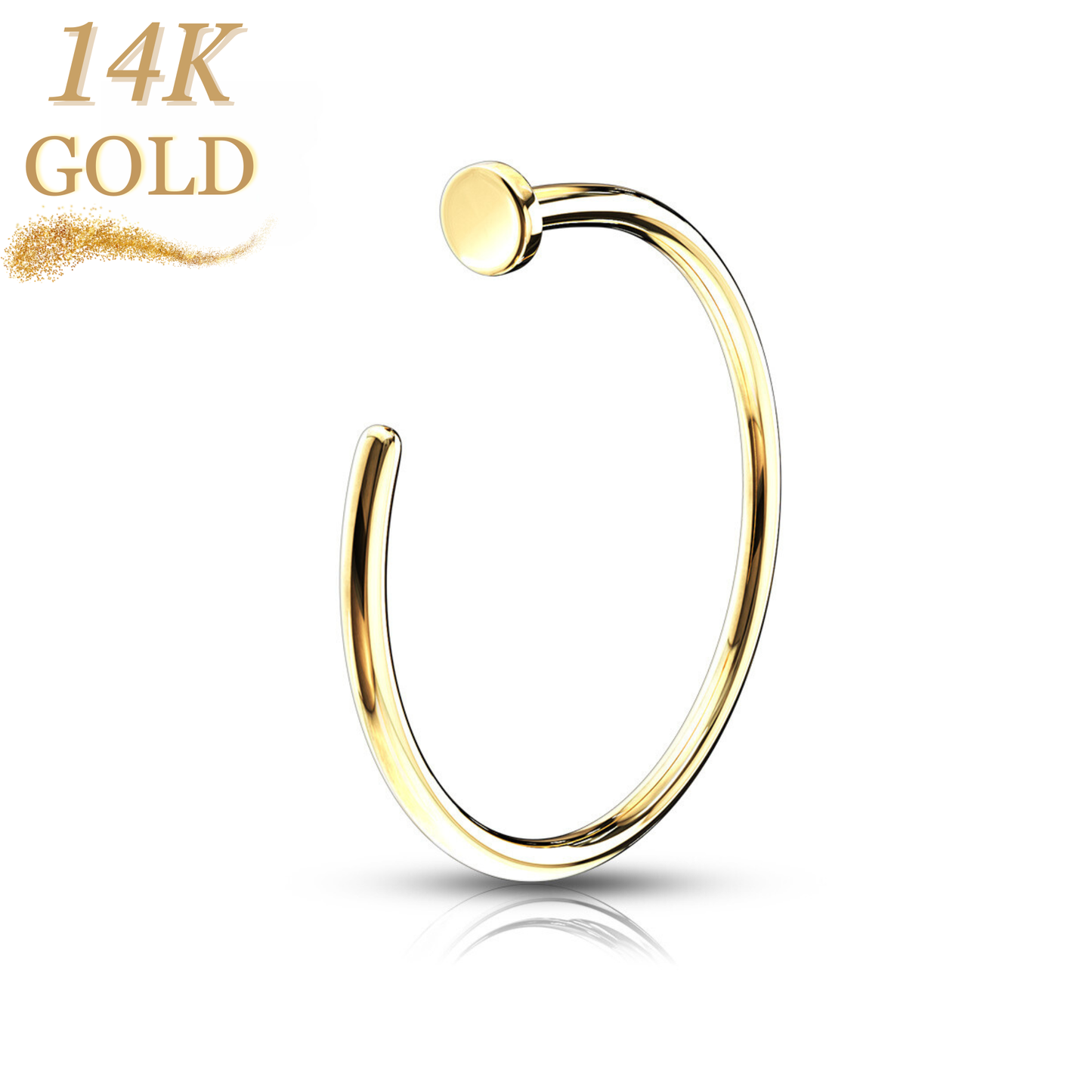 14K Gold Nose Hoop with Flat Top