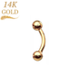 14K Solid Gold Curved Barbell External Thread