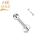 14K Solid Gold Threadless Labret Combo with Plain Ball Top