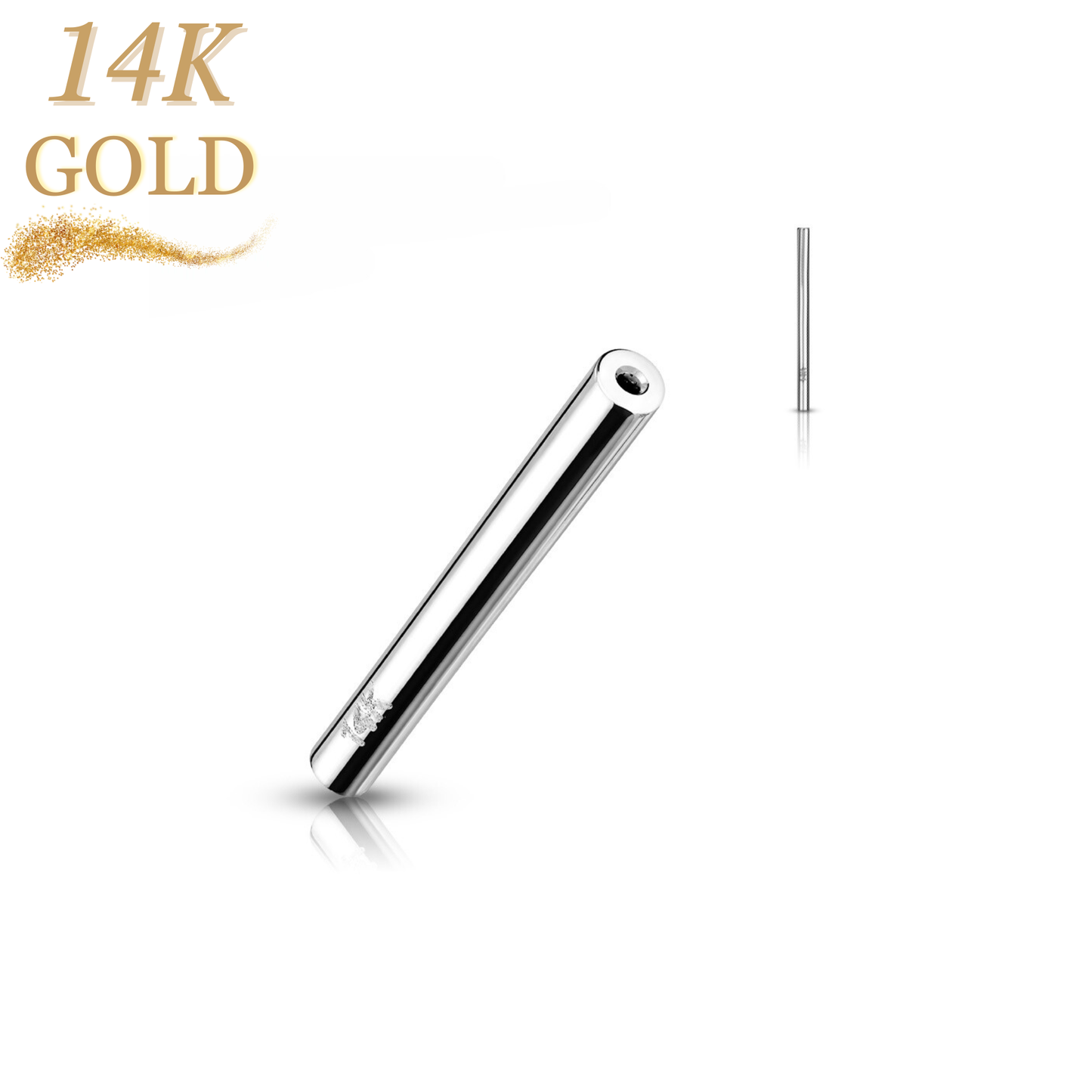 14K Gold Threadless Straight Barbell Post Only