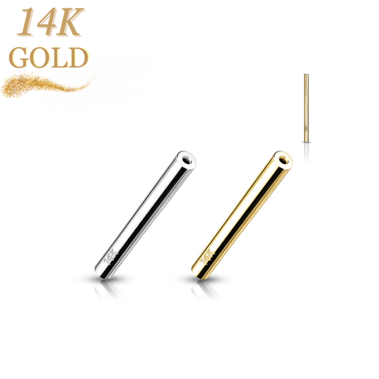 14K Gold Threadless Straight Barbell Post Only