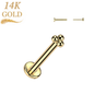 14K Gold Threadless Labret Combo for Nostril with Micro Triangular 3 Ball Cluster