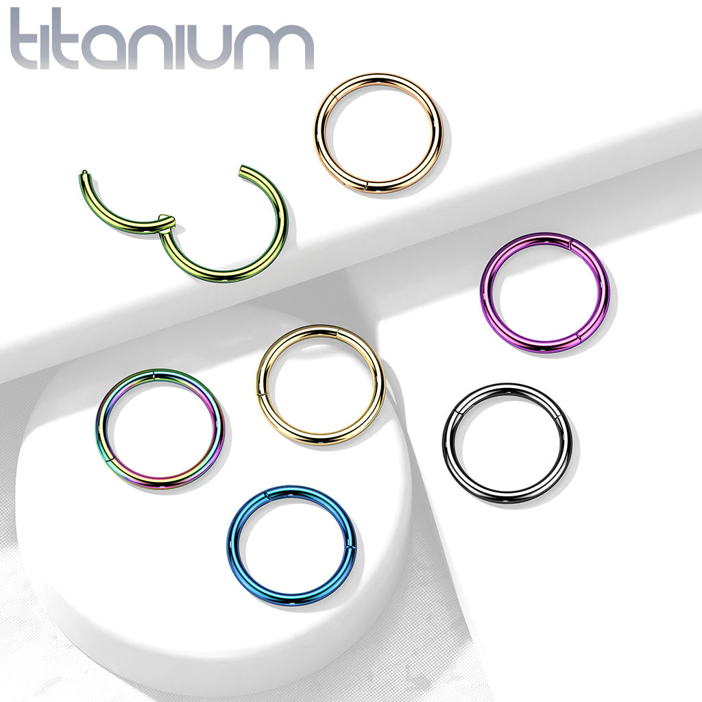 Titanium Colored Hinged Rings 16G & 14G