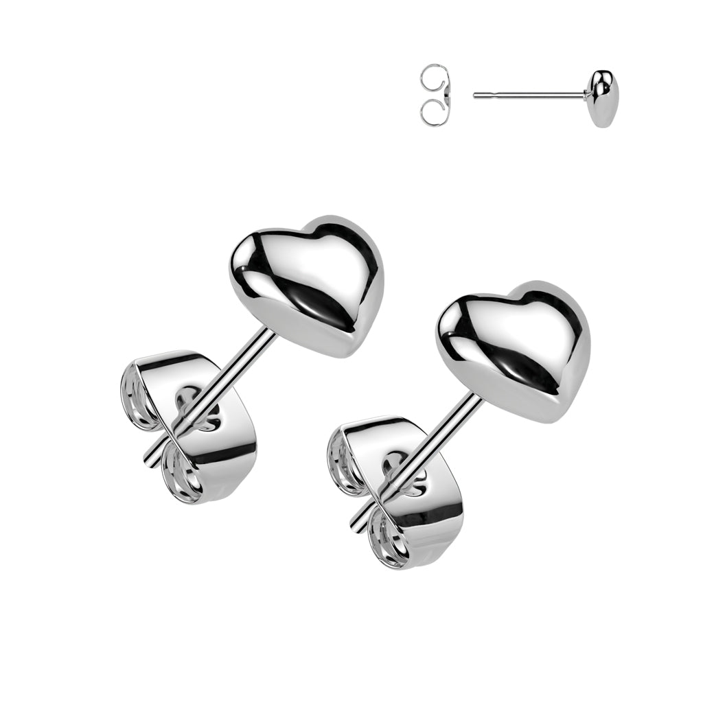 Surgical Steel 3D Heart Shaped Earrings