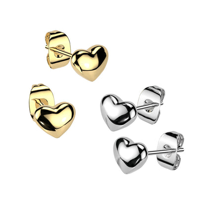 Surgical Steel 3D Heart Shaped Earrings