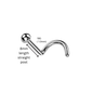 Surgical Steel Nostril Corkscrew with Dome in 8mm Piercing Length