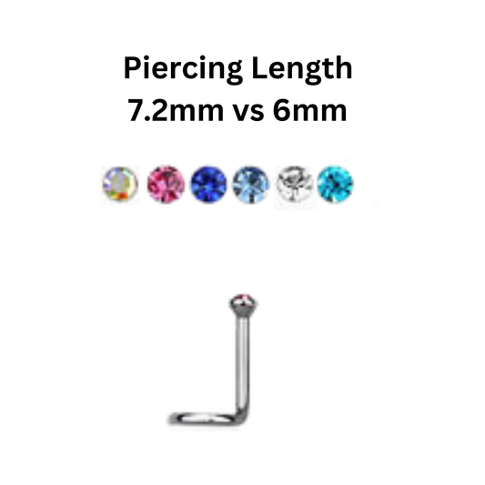 Titanium Nostril Piercing Length 7.2mm Corkscrew with Bezel Set Martini Gem