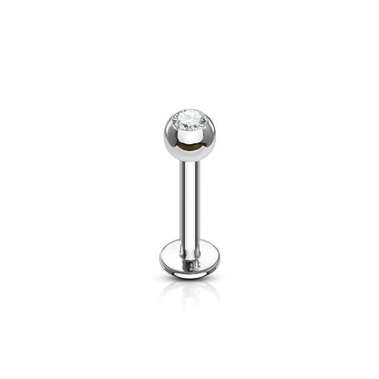 Titanium Labret with Press Fit CZ Ball External Thread