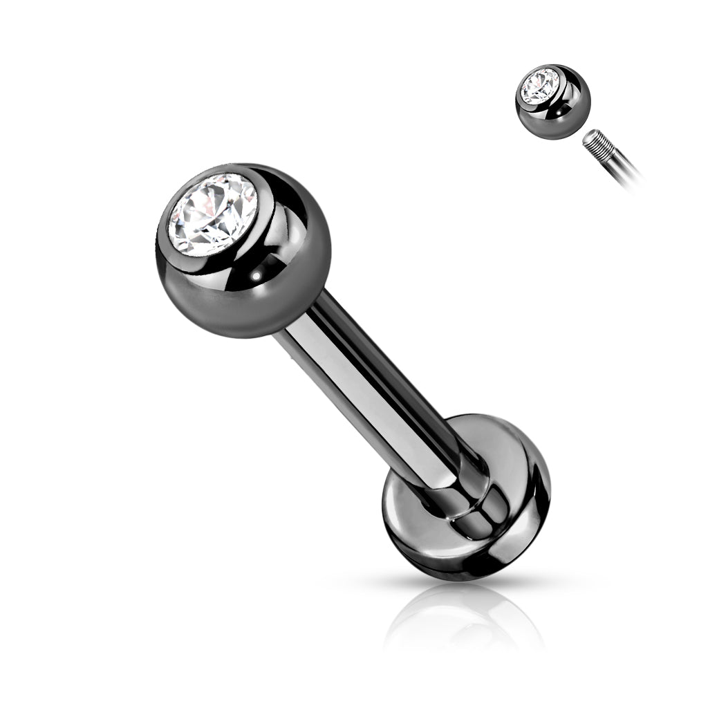 Titanium Labret with Press Fit CZ Ball External Thread