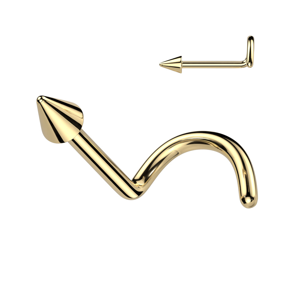 Titanium Nostril Corkscrew with 2mm Spike Top