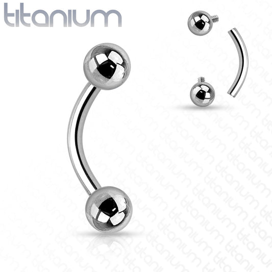 Titanium Solid Curved Barbell Internally Threaded
