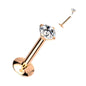 EASY FIT Titanium Internal Thread Prong CZ Labret with Extended Threading *Price Drop*