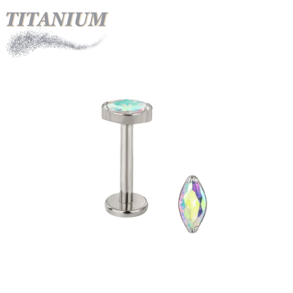 Threadless Titanium Single Marquise CZ or Opal Labret Combo