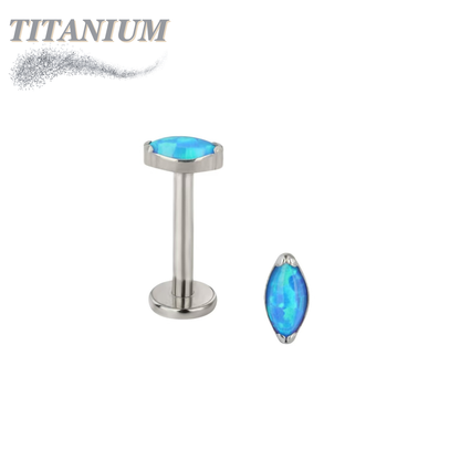 Threadless Titanium Single Marquise CZ or Opal Labret Combo