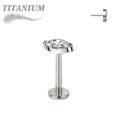 Threadless Titanium Single Marquise CZ or Opal Labret Combo