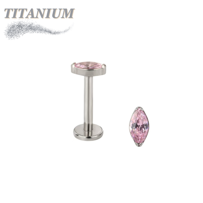 Threadless Titanium Single Marquise CZ or Opal Labret Combo