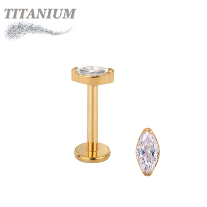 Threadless Titanium Single Marquise CZ or Opal Labret Combo