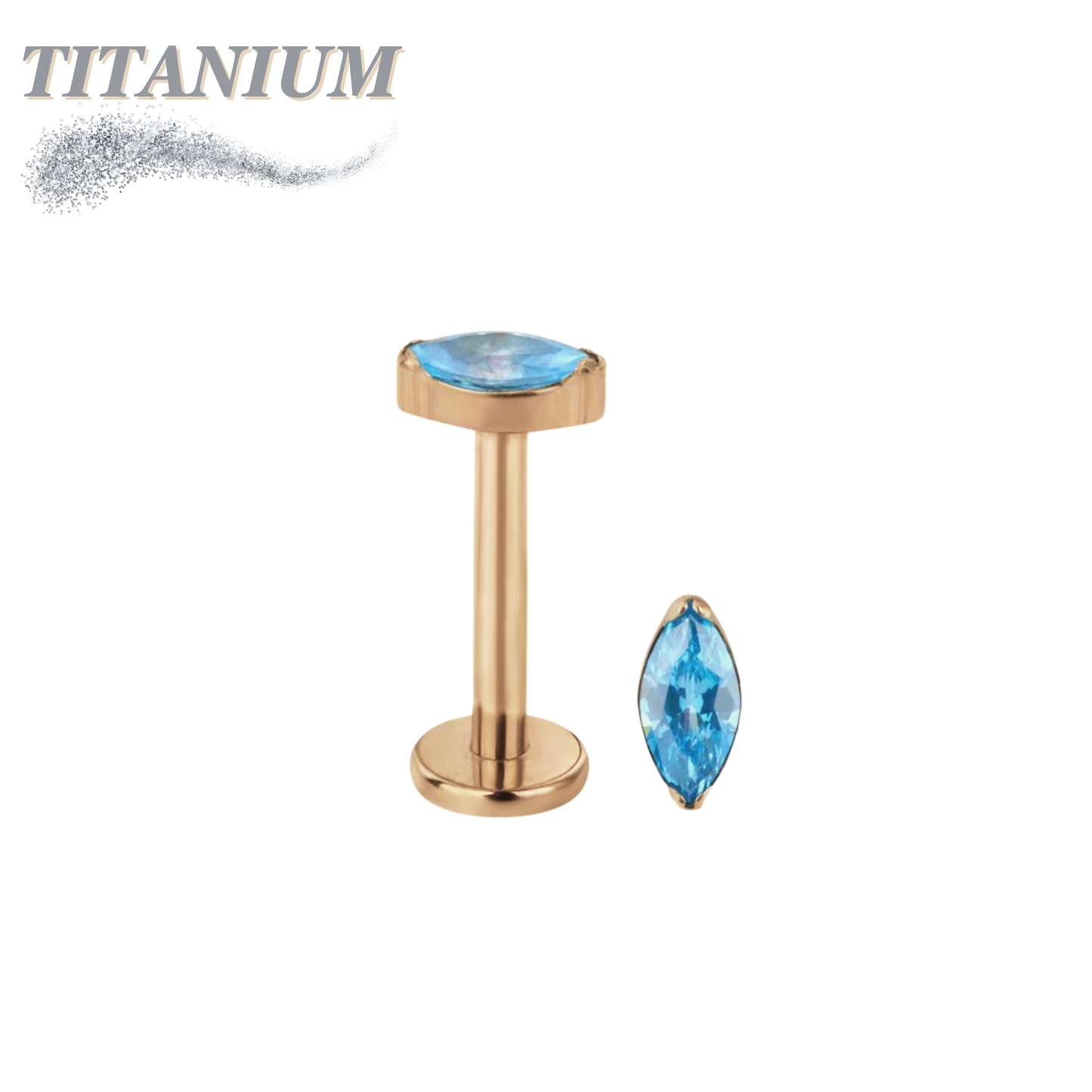 Threadless Titanium Single Marquise CZ or Opal Labret Combo