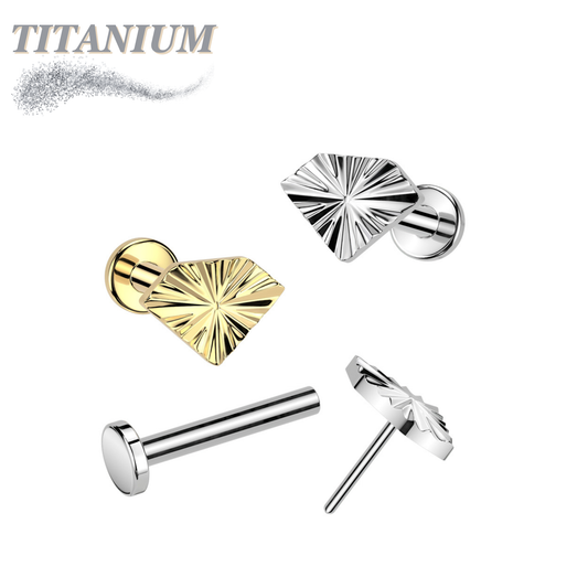 Threadless Titanium Labret Combo with Diamond Shape Ridged Top