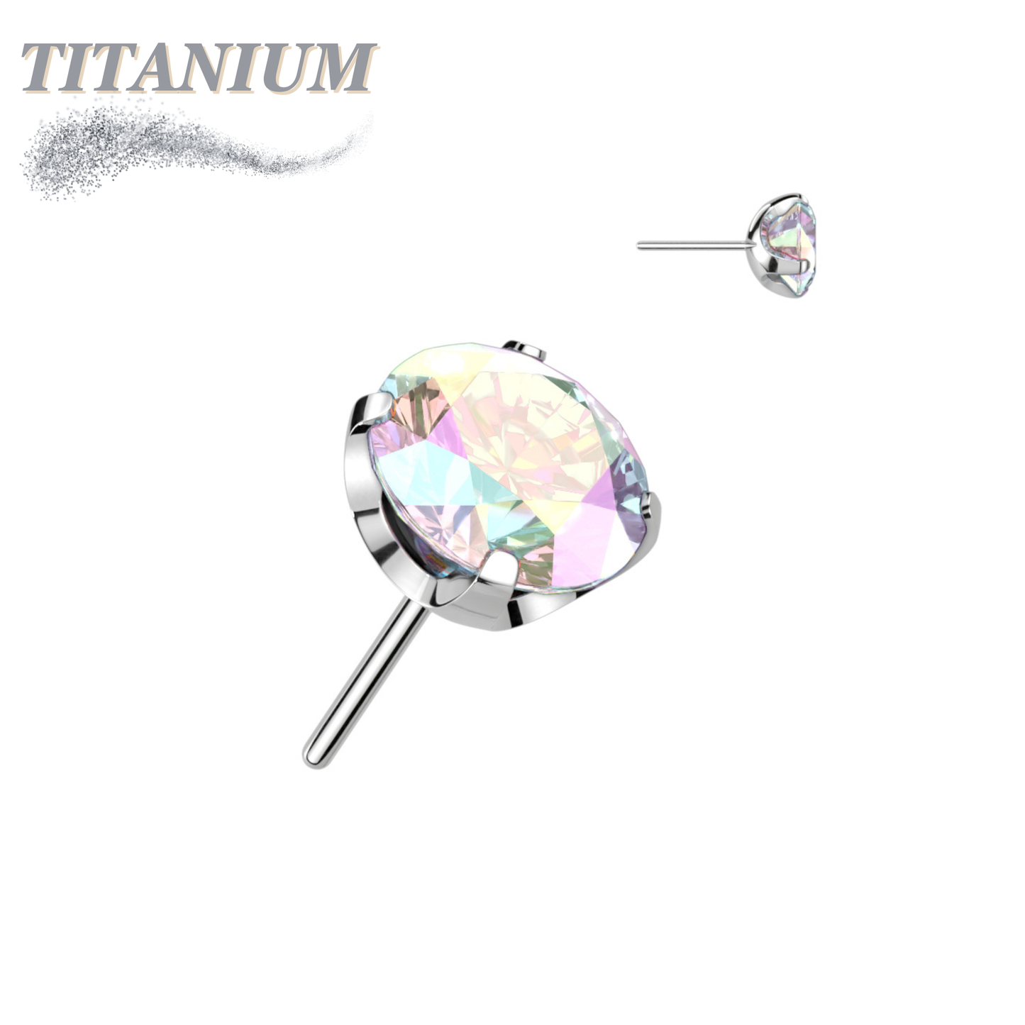 Threadless Titanium CNC Cut Round Gem in Claw Set Top Only