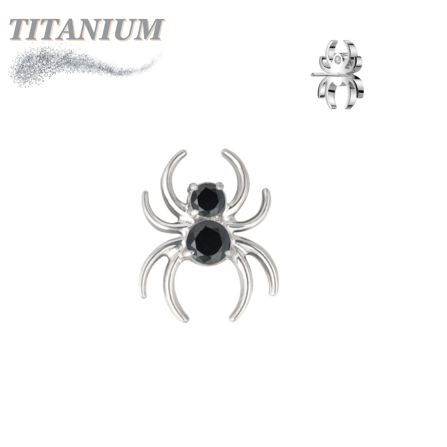 Threadless Titanium CZ Spider Top Only