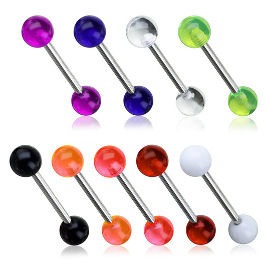 Surgical Steel with Acrylic Ball Nipple/Tongue Barbell