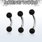 Surgical Steel Curved Barbell with Black Areng Wood Balls