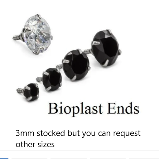 Bioflex Threadless Top 3mm Prong Gem for Bioflex Posts