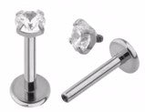 Internal Thread Titanium Labret with Prong Set CZ