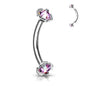 Surgical Steel Curved Barbells with Prong Gem Ends Internal Threading