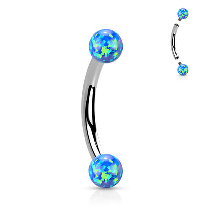 Surgical Steel Internally Threaded Curved Barbell with Opal Ball Ends