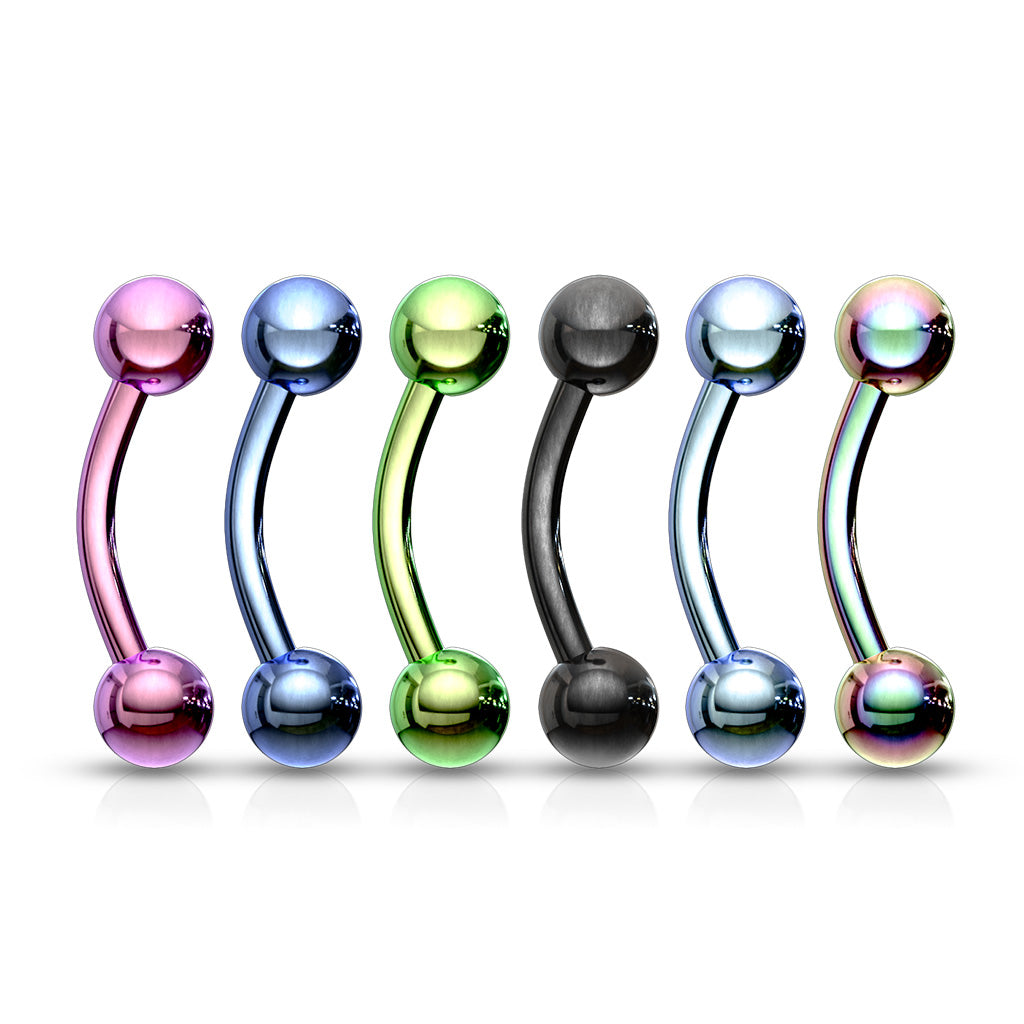 Colored Surgical Steel External Thread Curved Barbells
