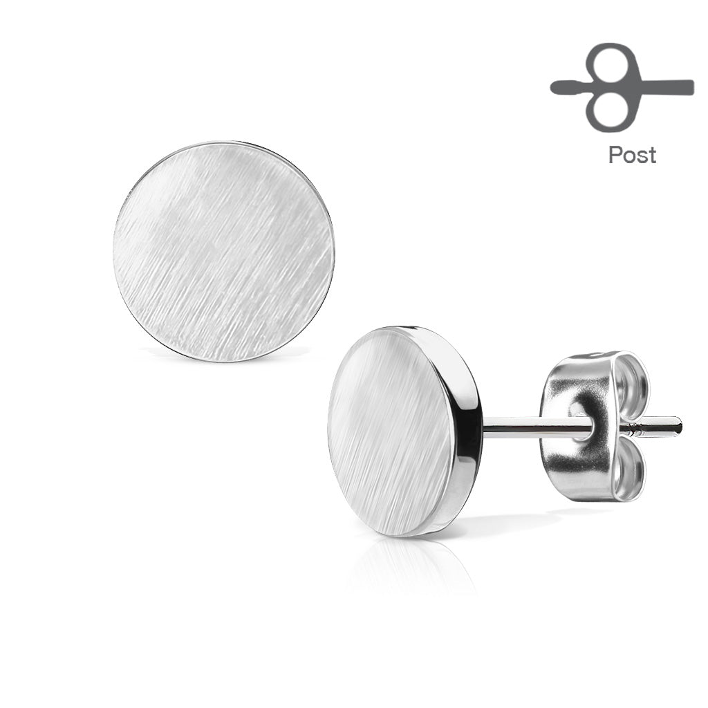 Brushed Finish Plain Circle Surgical Steel Earrings