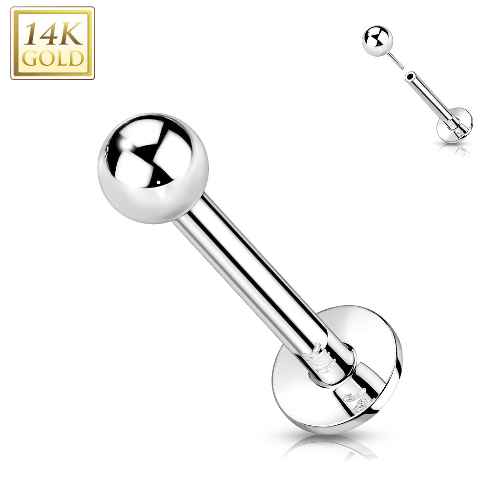 14K Gold Threadless Labret Combo with Ball Top