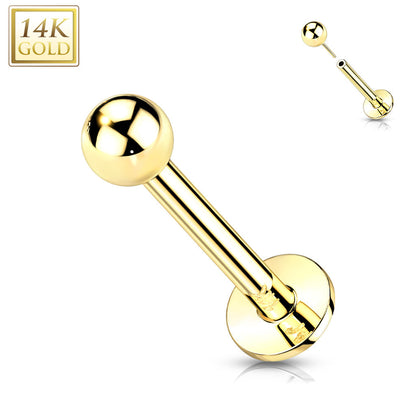 14K Gold Threadless Labret Combo with Ball Top