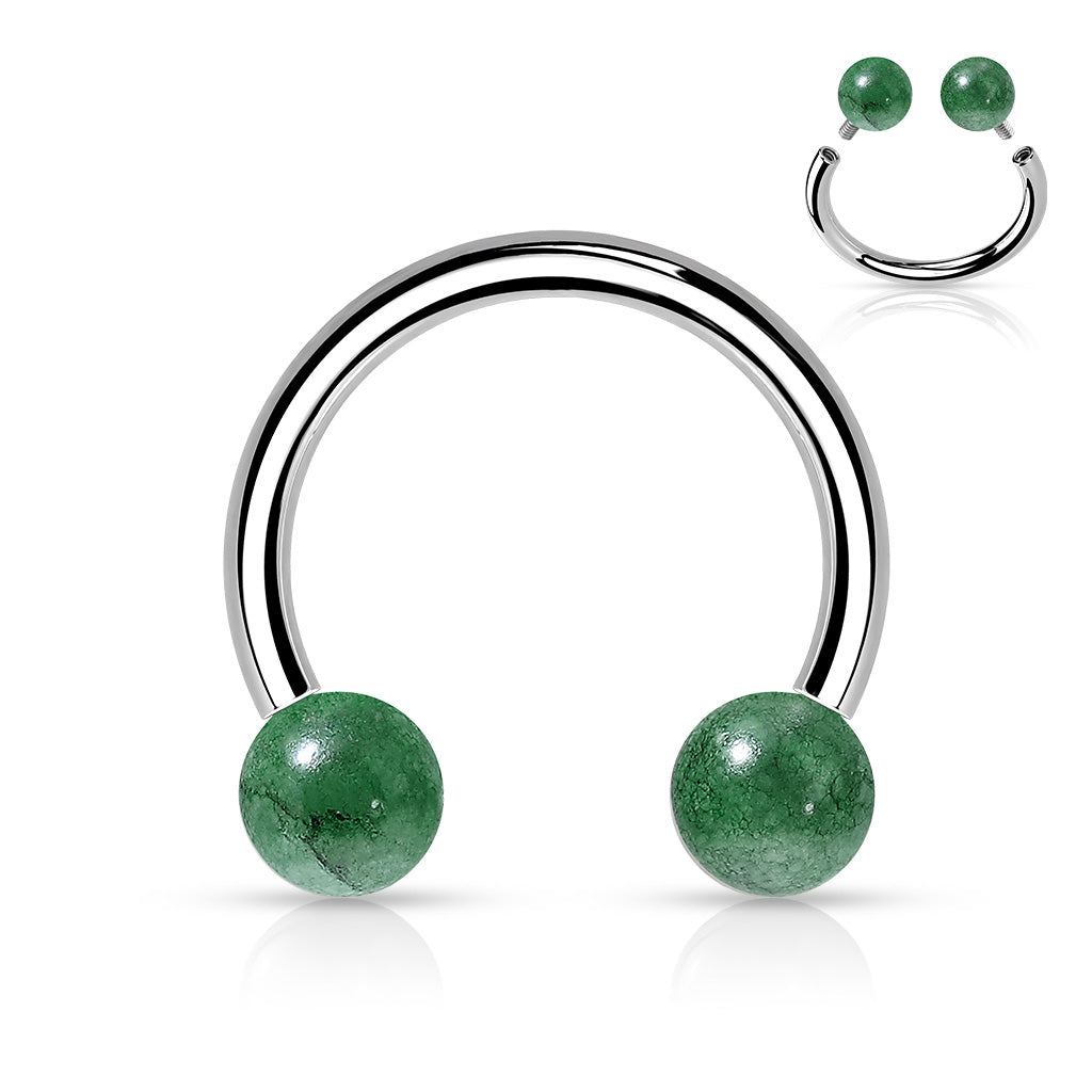 Surgical Steel Internally Threaded Horseshoes with Semi Precious Stones