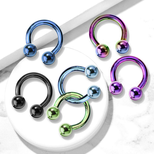 Colored Surgical Steel Horseshoes External Thread