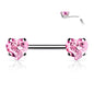 Threadless Surgical Steel Nipple Barbell Combo with Heart Gem Ends