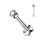 Threadless Surgical Steel Flat Back Labret Combo with Jeweled Ball Top