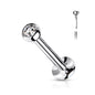 Threadless Surgical Steel Flat Back Labret Combo with Jeweled Ball Top