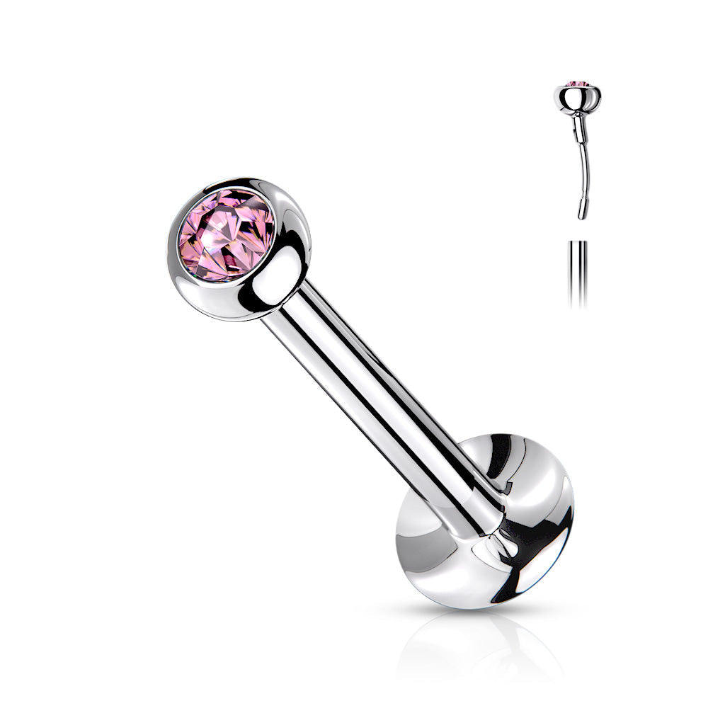 Threadless Surgical Steel Flat Back Labret Combo with Jeweled Ball Top