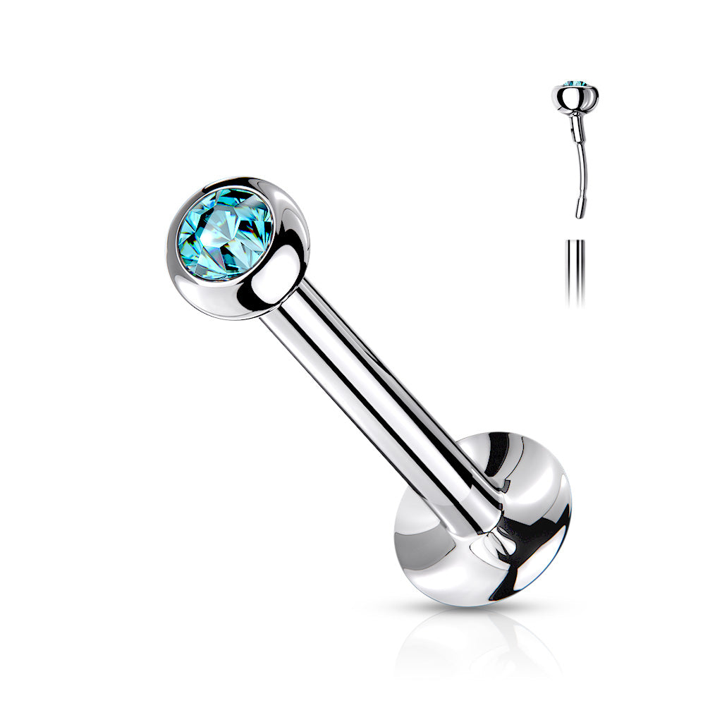 Threadless Surgical Steel Flat Back Labret Combo with Jeweled Ball Top