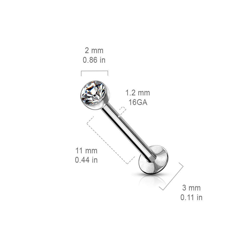 Threadless Surgical Steel Flat Back Labret Combo with Jeweled Ball Top