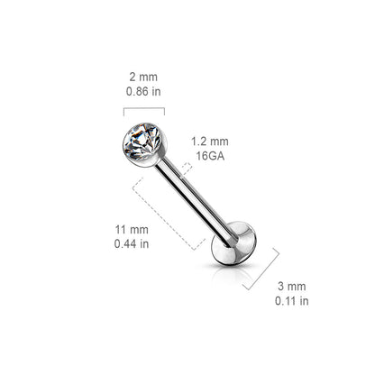 Threadless Surgical Steel Flat Back Labret Combo with Jeweled Ball Top