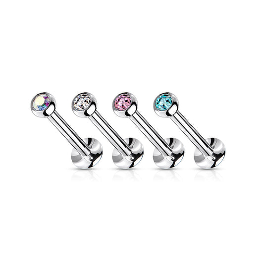 Threadless Surgical Steel Flat Back Labret Combo with Jeweled Ball Top