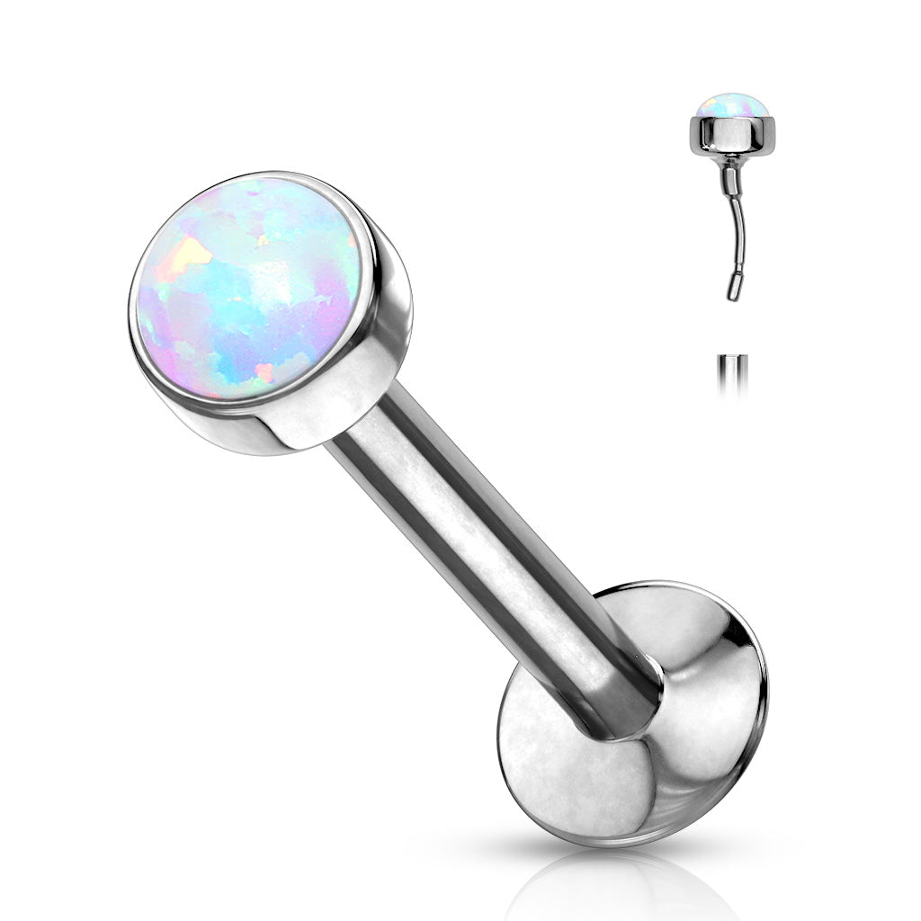 Threadless Surgical Steel Push In Flat Opal Labret Combo