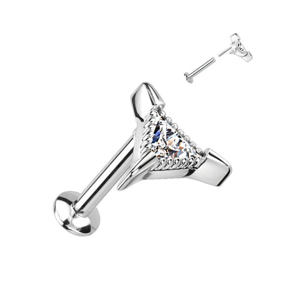 Surgical Steel Threadless CZ Triangle UFO Labret Combo