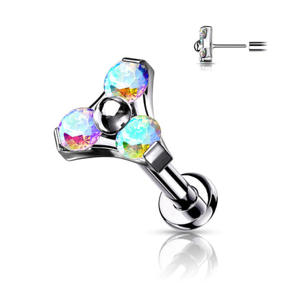 Titanium Threadless Trinity Triangle Labret Combo