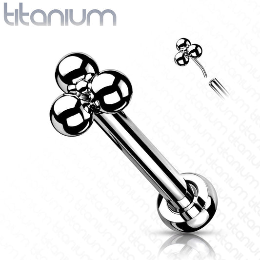 Threadless Pushpin Triangular 3 Ball Cluster Titanium Labret Combo - 2.5mm Base